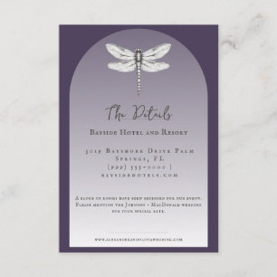 Carte D'accompagnement Mariage de libellules violettes foncées