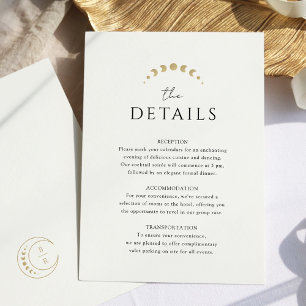 Carte D'accompagnement Mariage de lune céleste d'or