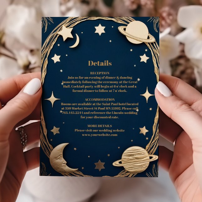 Carte D'accompagnement Mariage de lune Crescent or de la Marine céleste (Créateur téléchargé)