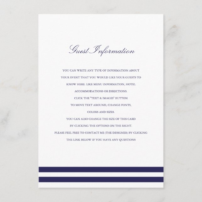 Carte D'accompagnement Mariage de marine nautique (Devant)