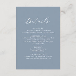 Carte D'accompagnement Mariage de monogramme classique bleu Dusty Floral 