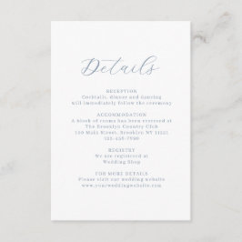 Carte D'accompagnement Mariage de monogramme classique bleu Dusty Floral 