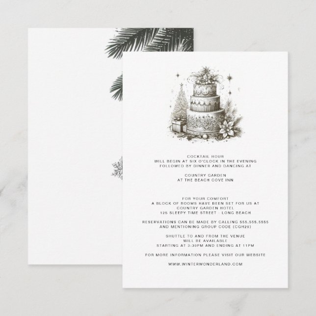 Carte D'accompagnement Mariage de Noël avec détails (Devant / Derrière)