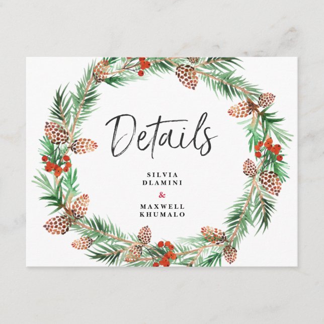 Carte D'accompagnement Mariage de Noël Détails de l'invité (Devant)