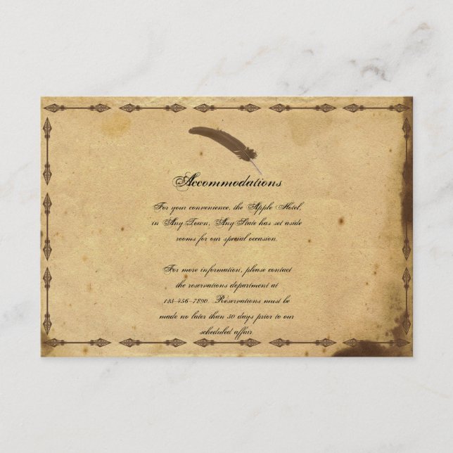 Carte D'accompagnement Mariage de parchemin d'élégance à l'ancienne inser (Devant)