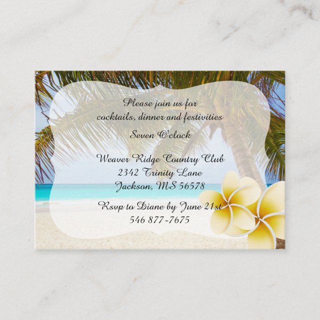 Carte D'accompagnement Mariage de plage pour le Mr & Mrs. | Personnaliser (Devant)