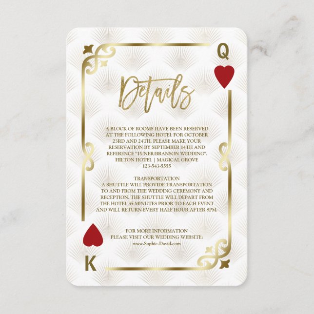 Carte D'accompagnement Mariage de poker White Gold Gatsby Casino Las Vega (Devant)