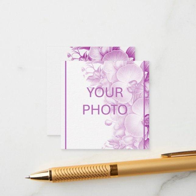 Carte D'accompagnement Mariage de prune et d'orchidées blanches (Devant/Arrière en situation)