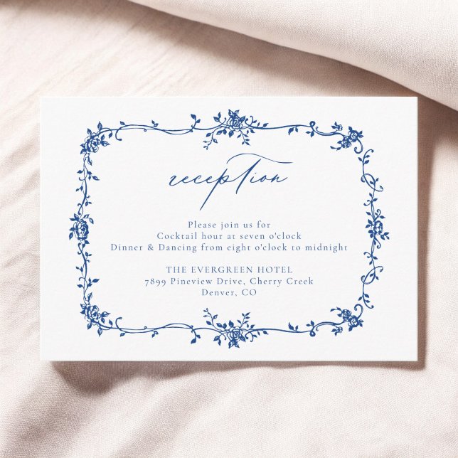 Carte D'accompagnement Mariage de réception bleu de la marine victorienne (Créateur téléchargé)