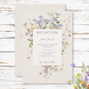 Carte D'accompagnement Mariage de réception de crème Boho Fleurs sauvages