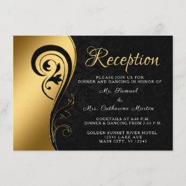 Carte D'accompagnement Mariage de réception Noir Or Anniversaire Personna