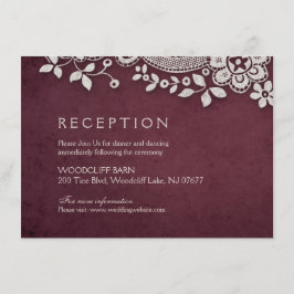 Carte D'accompagnement Mariage de réception rustique dentelle de Bourgogn