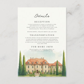 Carte D'accompagnement Mariage de Rêve à la Villa en Toscane Italie Aquar