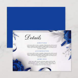 Carte D'accompagnement Mariage de rubans bleu et argent de la marine chic