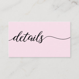 Carte D'accompagnement Mariage de script chic détails noir et rose