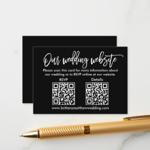 Carte D'accompagnement Mariage de script de brosse moderne QR RSVP Détail