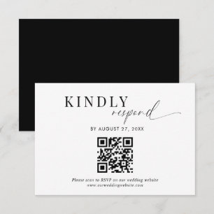 Carte D'accompagnement Mariage de script noir blanc de code QR