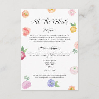 Carte D'accompagnement Mariage des détails floraux de l'aquarelle de prin