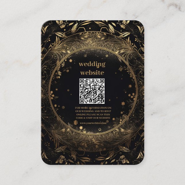 Carte D'accompagnement Mariage des étoiles célestes mystiques d'or noir (Devant)