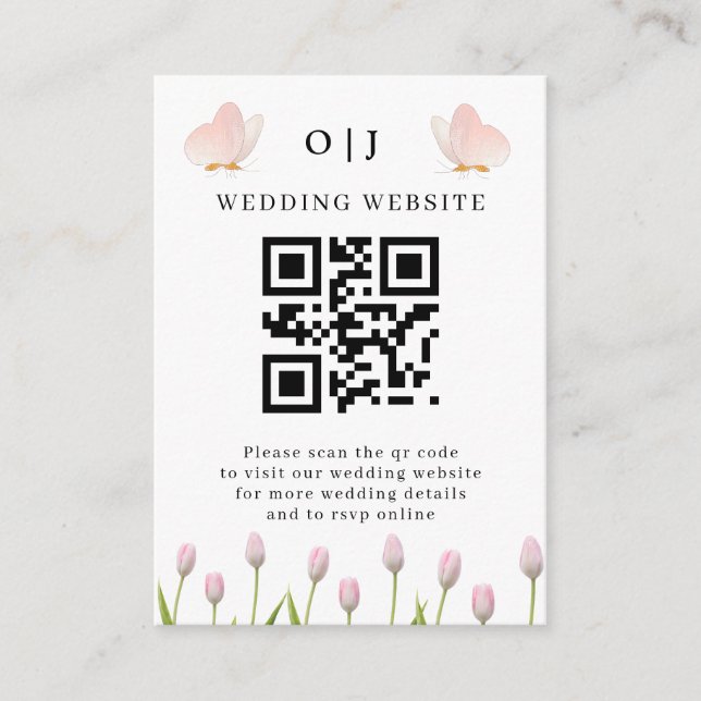 Carte D'accompagnement Mariage d'été floral papillon rose moderne doux (Devant)