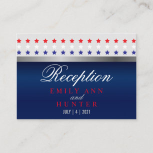 Carte D'accompagnement Mariage d'étoiles patriotique rouge, blanc et bleu