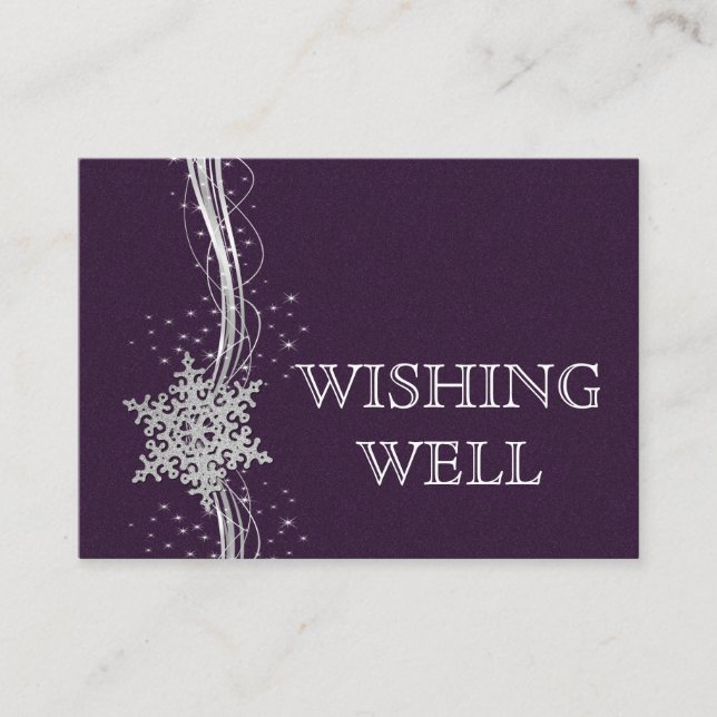 Carte D'accompagnement mariage d'hiver d'argent violet souhaitant bien (Devant)