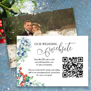 Carte D'accompagnement Mariage d'hiver Holly Berries Mariage Website
