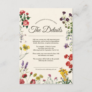Carte D'accompagnement Mariage d'illustrations vintages de fleurs botaniq