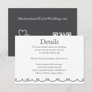 Carte D'accompagnement Mariage Doodles Fantaisistes Gris et Blanc