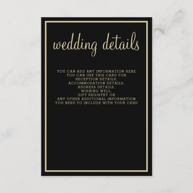 Carte D'accompagnement mariage d'or noir géométrique moderne (Devant)