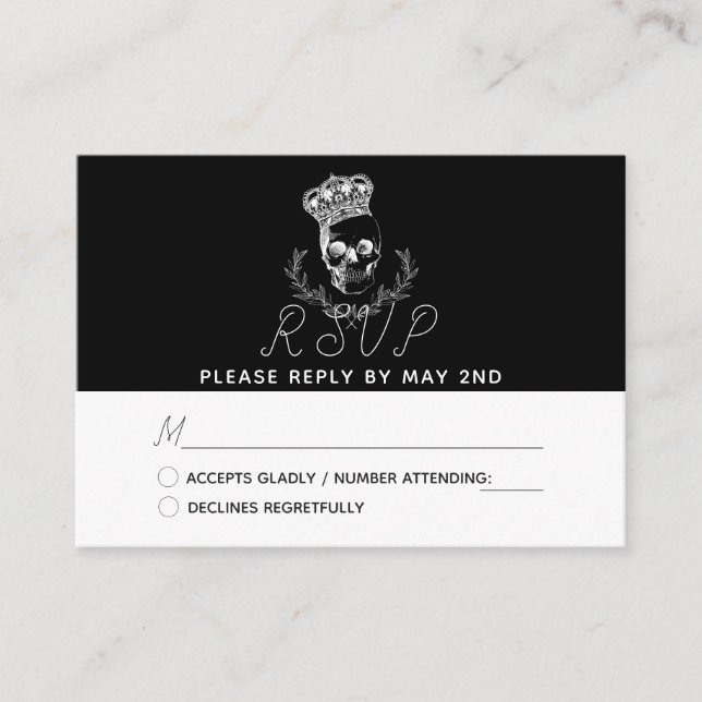 Carte D'accompagnement Mariage du crâne royal RSVP (Devant)