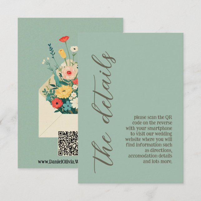 Carte D'accompagnement Mariage du jardin botanique fleur sauvage (Devant / Derrière)