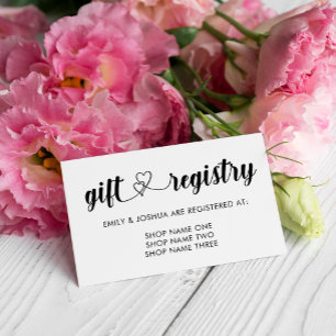 Carte D'accompagnement Mariage du registre des cadeaux Coeurs bloqués