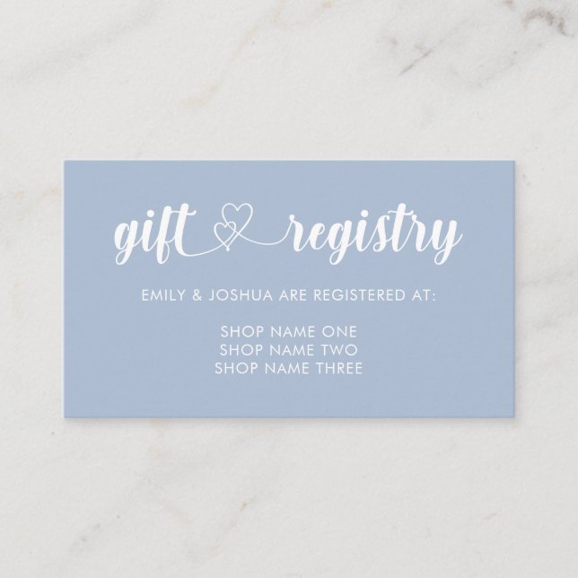 Carte D'accompagnement Mariage du registre des cadeaux Dove Blue Interloc (Devant)