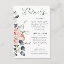 Carte D'accompagnement Mariage Dusty Rose Eucalyptus Détails