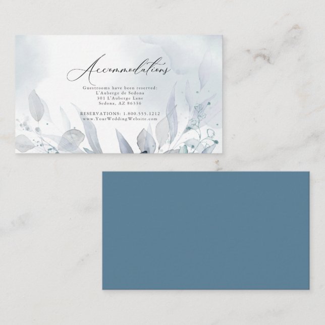 Carte D'accompagnement Mariage | Dusty Watercolor Foliage Hébergements (Devant / Derrière)