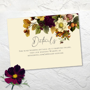 Carte D'accompagnement Mariage Élégant Bijou Vintage Floral Ivoire