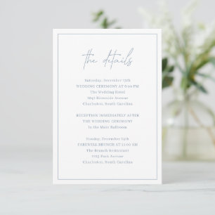 Carte D'accompagnement Mariage élégant bleu poussiéreux intemporel