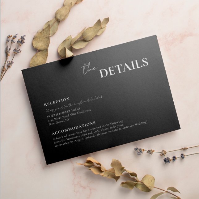 Carte D'accompagnement Mariage élégant de typographie de script noir mode (Créateur téléchargé)