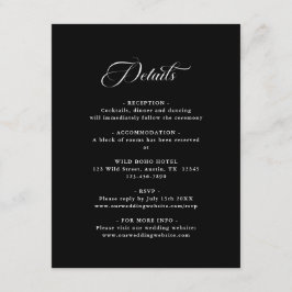 Carte D'accompagnement Mariage élégant délicat Noir