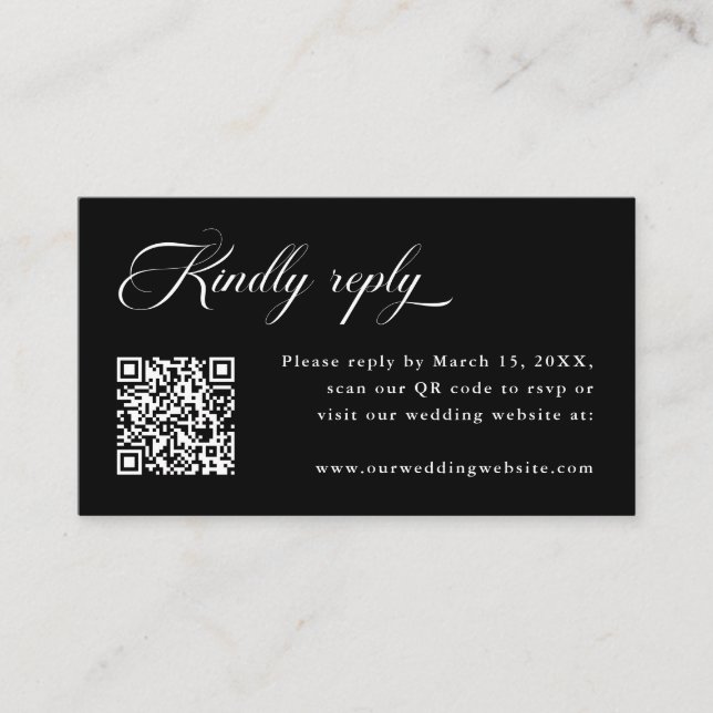 Carte D'accompagnement Mariage élégant délicat noir RSVP (Devant)