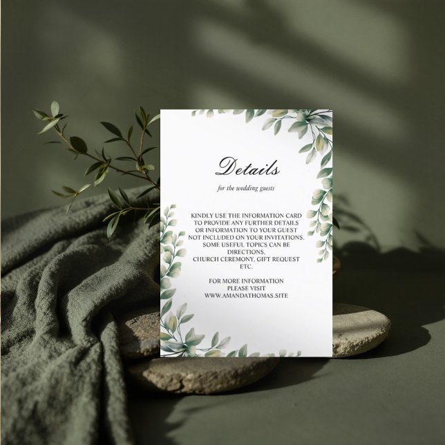Carte D'accompagnement Mariage élégant des feuilles eucalyptus modernes (Créateur téléchargé)