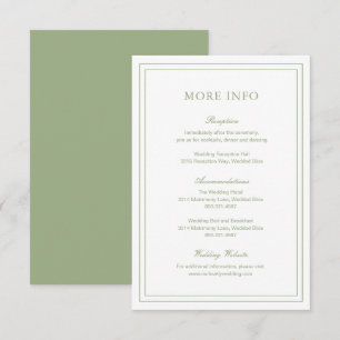Carte D'accompagnement Mariage élégant et élégant classique Sage Green