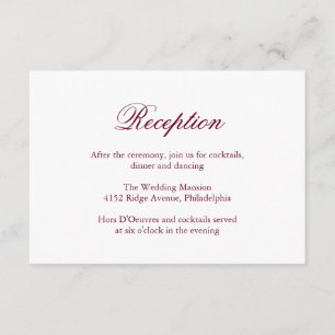 Carte D'accompagnement Mariage élégant et traditionnel de Bourgogne