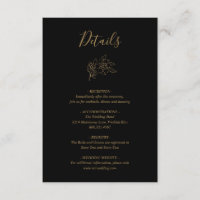 Mariage élégant floral en noir et or avec dessin a