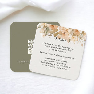 Carte D'accompagnement Mariage élégant Floral Muted Green et Pêche