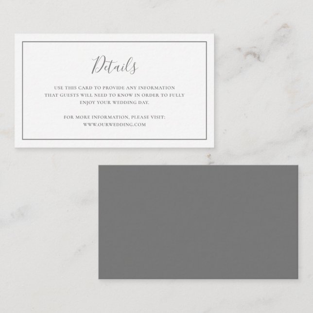 Carte D'accompagnement Mariage élégant gris traditionnel (Devant / Derrière)