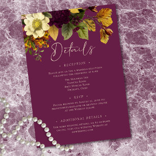 Carte D'accompagnement Mariage Élégant Humeur Joyau Vintage Floral Vin