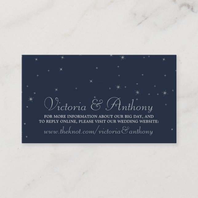 Carte D'accompagnement Mariage Elegant Marine & Silver Falling Stars (Devant)