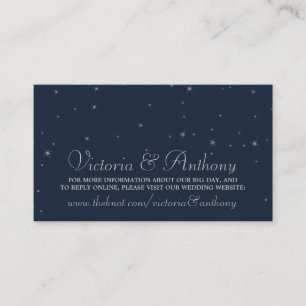 Carte D'accompagnement Mariage Elegant Marine & Silver Falling Stars